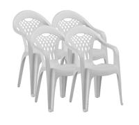 Lot de 4 chaises de jardin empilables en résine coloris Blanc - Longueur 58 x Profondeur 54 x Hauteur 86 cm