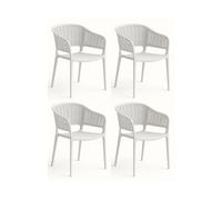 Lot de 4 chaises de jardin empilables en résine coloris blanc - Longueur 59 x Profondeur 56 x Hauteur 79 cm