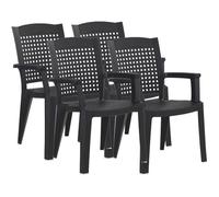 Lot de 4 chaises de jardin empilables en résine coloris Gris - Longueur 59 x Profondeur 60 x Hauteur 87 cm
