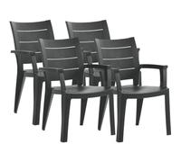 Lot de 4 chaises de jardin empilables en résine coloris Gris - Longueur 59 x Profondeur 60 x Hauteur 90 cm