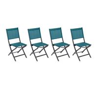 HESPERIDE Lot de 4 chaises Essentia - Aluminium Bleu Canard
