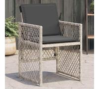 Lot de 4 chaises de jardin en polyrotin gris clair, pliables avec coussins, sièges rembourrés et housses de lavage amovibles, cadre en acier.
