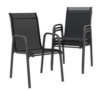 Lot de 4 Chaises de Jardin Extérieures - Outsunny - Empilables - Accoudoirs et Dossier Haut - Cadre en Métal - 51x69x87cm - Noir