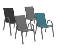 Lot de 4 chaises de jardin LYMA métal et textilène empilables mix color gris, noir et bleu G