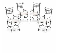 Lot de 4 chaises de jardin de style méditerranéen, modèle Segovia XL, en fer, hauteur 100 cm