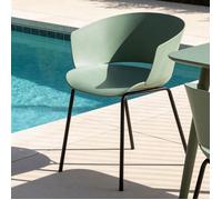 Lot de 4 chaises de jardin NIVEL fauteuil d'extérieur en plastique vert résistant aux UV et pieds en métal noir