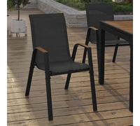 Lot de 4 Chaises de Jardin NOUMEA - Noir et Bois