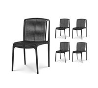 Kosmi Lot de 4 chaises de Jardin ou Terrasse Noires en Résine Polypropylène