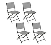 Lot de 4 chaises de jardin pliables MODULA - Galet et Graphite