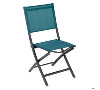 Lot de 4 chaises jardin pliantes ESSENTIA Bleu canard Graphite Aluminium traité époxy, Texaline Hespéride