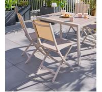 Lot de 4 chaises jardin pliantes ESSENTIA Lin Argile Aluminium traité époxy, Texaline Hespéride