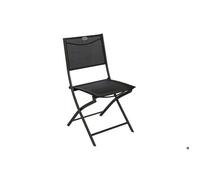 Lot de 4 chaises de jardin pliantes ""Modula"" anthracite & graphite acier traité époxy - Hespéride