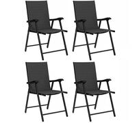 Lot de 4 chaises de jardin pliantes - Outsunny - structure acier sans montage dossier haut - textilène - 58x62x97cm - noir