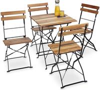 Lot de 4 chaises de jardin Relaxdays, pliables, en métal et bois naturel, sans accoudoirs, H x L x P : 84 x 42 x 44 cm, couleur naturelle