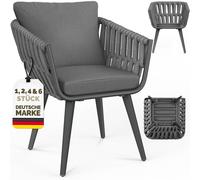 Lot de 4 chaises de jardin tillvex® résistantes aux intempéries avec accoudoirs | Chaises d'extérieur pouvant supporter jusqu'à 160 kg | Chaises de jardin résistantes aux UV | Chaises de terrasse, fau