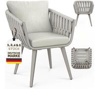 Lot de 4 chaises de jardin tillvex® résistantes aux intempéries avec accoudoirs | Chaises d'extérieur pouvant supporter jusqu'à 160 kg | Chaises de jardin résistantes aux UV | Chaises de terrasse, fau
