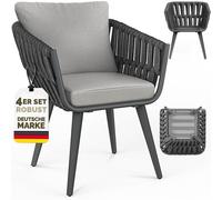 Lot de 4 chaises de jardin tillvex® résistantes aux intempéries avec accoudoirs | Chaises d'extérieur pouvant supporter jusqu'à 160 kg | Chaises de jardin résistantes aux UV | Chaises de terrasse, fau