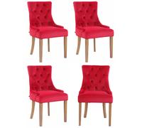 Lot de 4 chaises de salle à manger Aberdeen velours antique clair - rouge