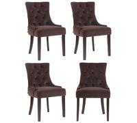 Lot de 4 chaises de salle à manger Aberdeen velours antique - marron