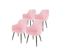 ECD Germany Chaises de salle à manger – Assise velours rembourrée, dossier et accoudoirs – Rose