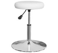 Lot de 4 chaises de salle à manger blanches en similicuir 31 x 39-53 cm | Similicuir 60 % polyuréthane, acier chromé, réglable en hauteur, rotation à 360°, 110 kg max