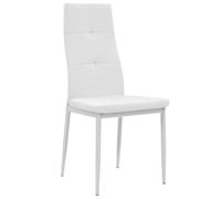 Lot de 4 chaises de salle à manger blanches en similicuir 43 x 43 x 96 cm | 4 pièces, cuir artificiel, bois et acier, dossier avec cristaux, montage facile