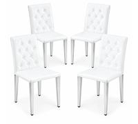 Lot de 4 chaises de salle à manger blanches et argentées