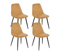 Lot de 4 chaises de salle à manger coloris Ocre et pieds en métal noir - Longueur 51 x Profondeur 45 x Hauteur 87 cm