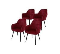 ECD Germany Lot de 4 Chaises de Salle à Manger - Assise Siège Rembourrée en Velours - Structure en Métal - Fauteuil