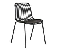 Lot de 4 chaises de salle à manger empilables Branson en polypropylène noir avec pieds en acier - Réf. VK8681847496977