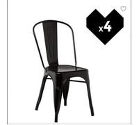 Lot de 4 Chaises de Salle à Manger Empilables de Style Rétro, Chaises de Bistro en Métal, Chaises de Cuisine avec Dossier - Noir