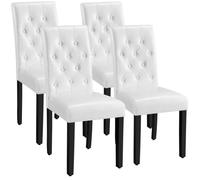 Lot de 4 Chaises de Salle à Manger en Similicuir Haut Dossier Capitonné et Assise Rembourrées 45,5 × 60,5× 98 cm Blanc YAHEETECH