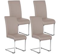Lot de 4 Chaises de Salle à Manger en Similicuir Polyuréthane avec Pieds Métalliques en U et Haut Dossier, Brun Clair YAHEETECH