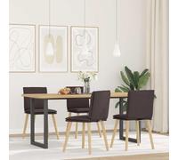 Lot de 4 chaises de salle à manger en tissu marron foncé avec structure en | Housse en tissu respirant, cadre en bois métallique robuste, rembourrage en mousse épaisse, utilisation polyvalente dans la