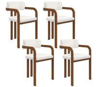 Lot de 4 chaises de salle à manger, fauteuils de table ESMA en métal effet noyer