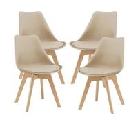 en_casa Lot de 4 Chaises Beige