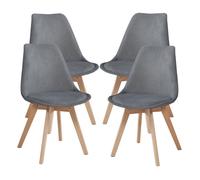 Lot de 4 chaises de salle à manger Fläten velours côtelé gris
