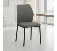 Lot de 4 Chaises de Salle à Manger Ginova Gris Assise et Dossier Rembourrés Confortables Pieds en Métal