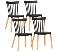 Lot de 4 chaises de salle à manger - HOMCOM - style scandinave - assise en polypropylène - pieds en hêtre - 48 x 52,5 x 83 cm noir