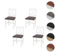Mendler Chaises de salle à manger HWC-F77 blanches rembourrage gris lot de 4