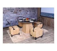 Lot de 4 chaises de salle à manger HWC-L76, chaise visiteur tabouret, métal industriel massif-bois certifié MVG, naturel