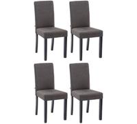 Lot de 4 Chaises de salle à manger Ina en Tissu avec Dossier Haut et Pieds en Bois , Gris foncé-Noir