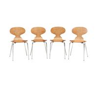 [en.casa] Lot de 4 chaises de Salle à Manger Empilables avec Siège Confortable Construction Robuste Capacité 150 kg Salon Bureau Coque Contreplaqué de Bouleau Métal 80 x 47 x 48 cm Effet Noyer Chrome