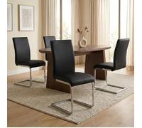 IDIMEX Lot de 4 chaises de Salle à Manger Leticia piètement chromé et revêtement synthétique Noir