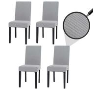 Mendler Lot de 4 chaises de Salle à Manger Littau Cordon de Bois Gris Clair, Pieds foncés