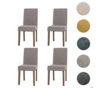 Mendler Lot de 4 chaises de Salle à Manger Littau Gris Clair Pieds Couleur Naturelle
