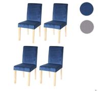 Mendler Chaises de salle à manger Littau velours pétrole pieds clairs – Lot de 4