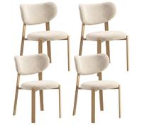 Lot de 4 chaises de salle à manger Luma - Tissu Beige / Pieds Chêne