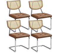 Lot de 4 Chaises de Salle à Manger Modernes Chaises de Cuisine avec Dossier en Rotin Tissé Pied en Métal Brun Rustique YAHEETECH