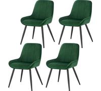 Lot de 4 chaises de salle à manger moelleuses - chaises lounge confortables avec rembourrage moelleux - confort ergonomique - structure robuste - vert foncé